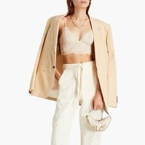 Jonathan Simkhai Lace Polly Stretch Bralette XS Beige V-Neck Crop Top Tanks